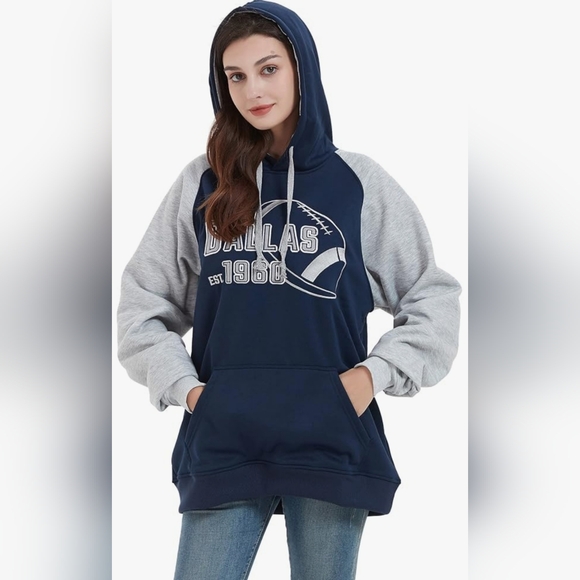 NWT Unisex Dallas Football 1960 Navy and Gray Hoodie - Picture 4 of 8